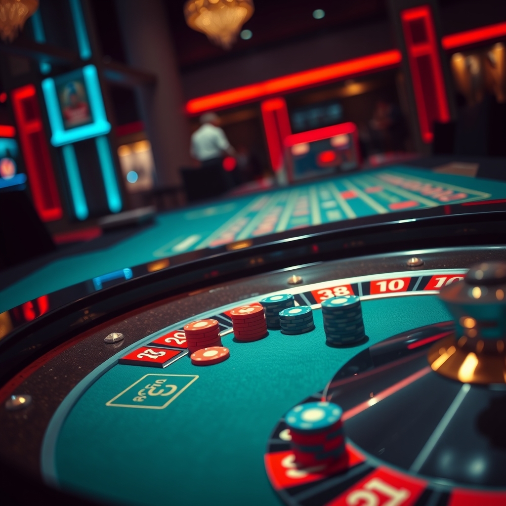 Fiches colorate su un tavolo da roulette in un casino non aams