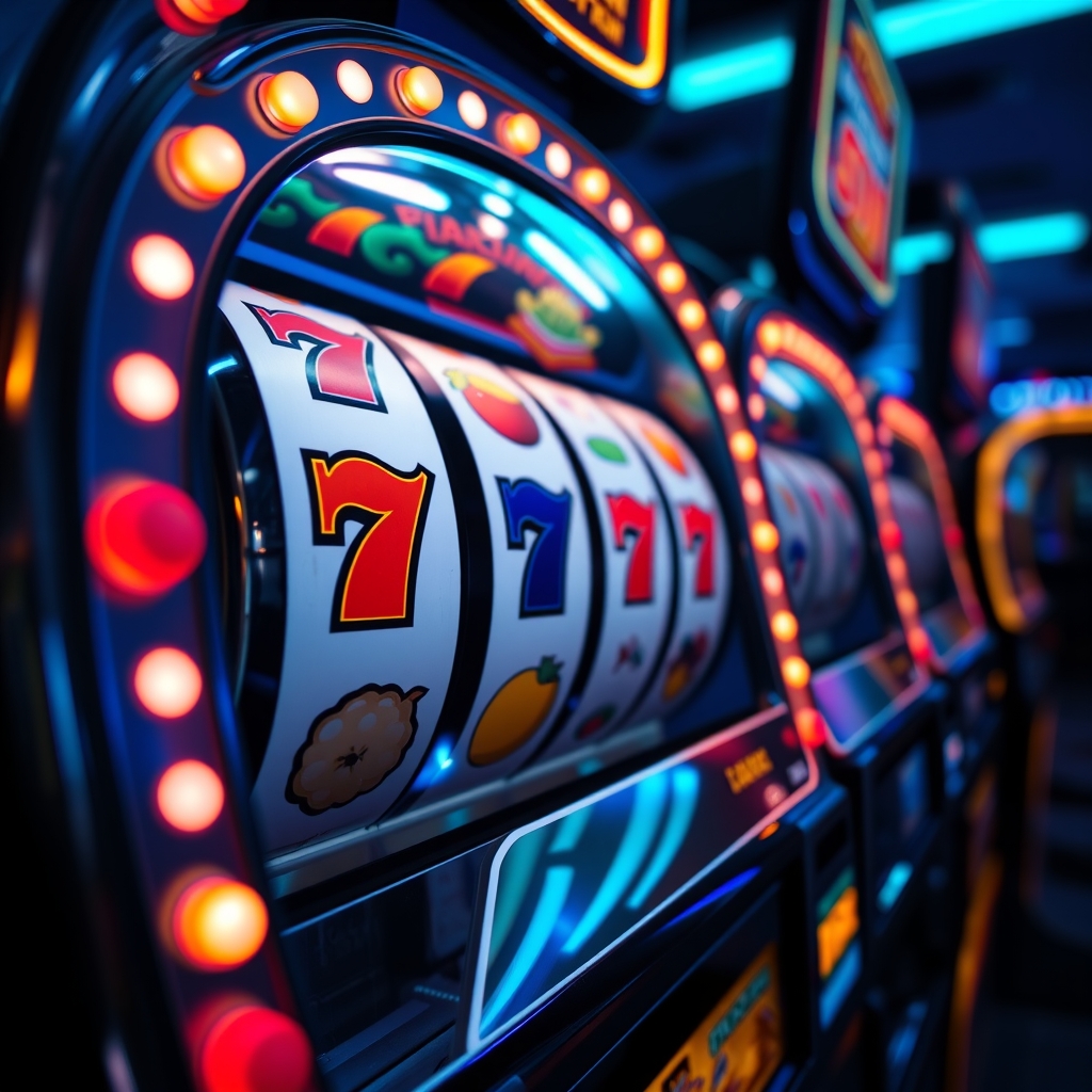 Rulli di una slot machine con simboli da frutta in un casino non aams